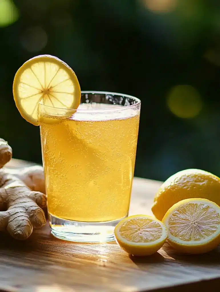 Natural Zepbound recipe lemon and ginger drink in a clear glass