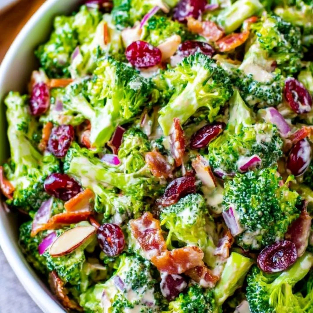 Cozy broccoli salad with fresh vegetables and a creamy dressing