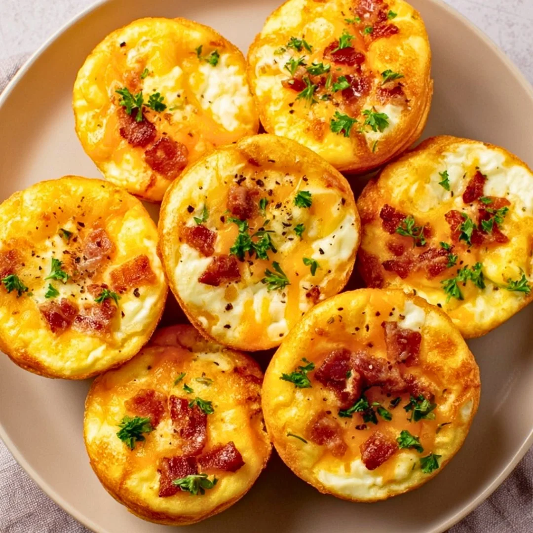 Cheesy muffin tin cottage cheese egg bites fresh out of the oven