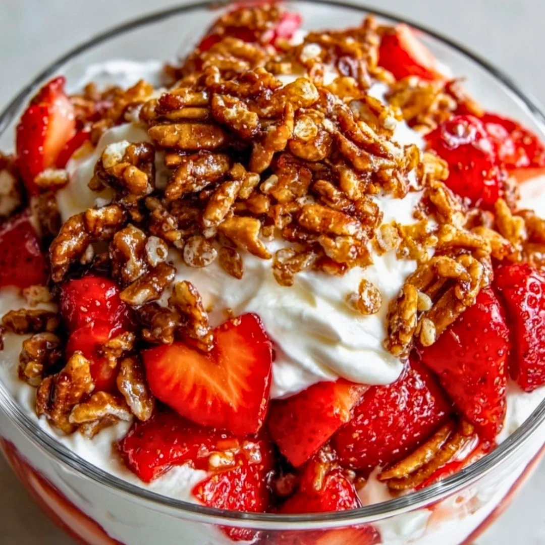 Delicious Strawberry Crackle Salad with fresh strawberries and a crispy texture
