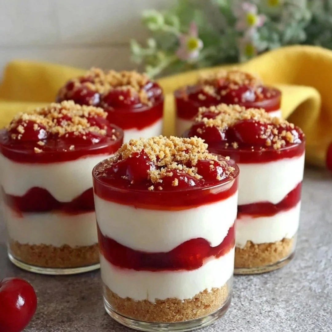 Delicious no-bake cheesecake parfait with layers of fruit and creamy filling